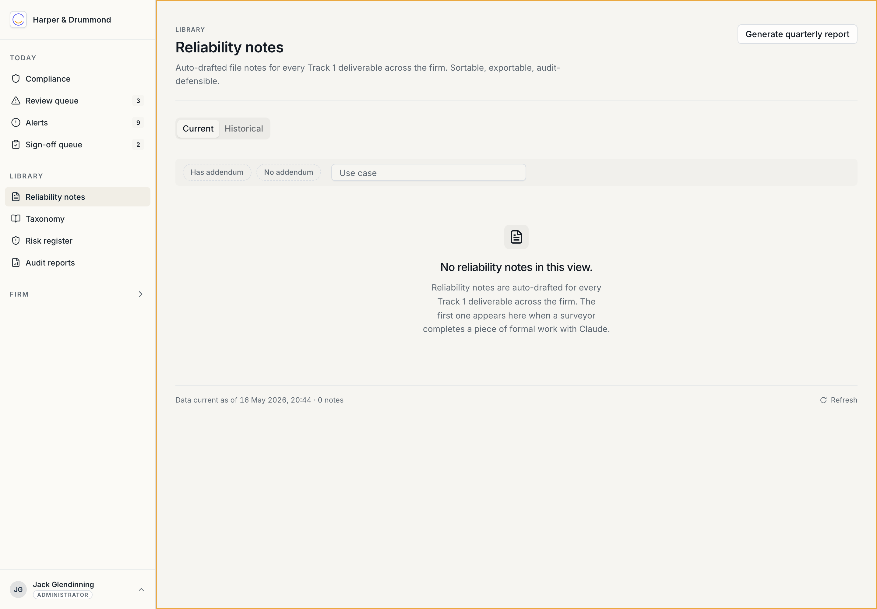 The Reliability notes page