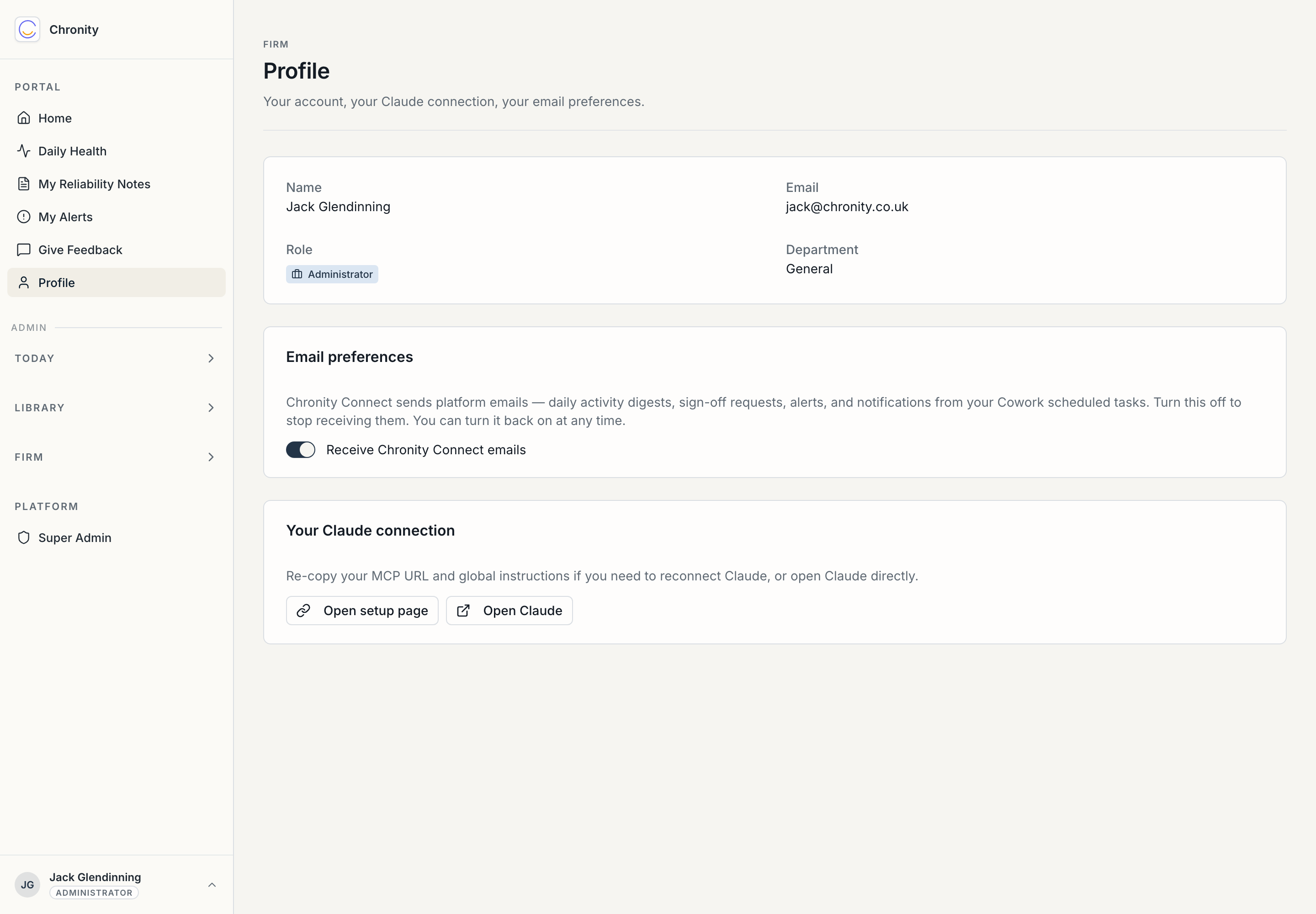 The Profile page